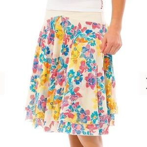 Free People Sketch Flower Layered Yoke Skirt Sz XS/S